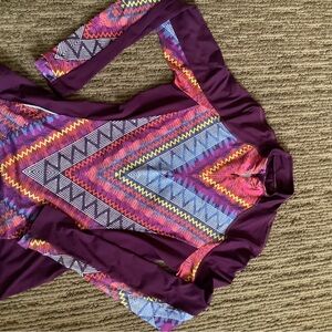 Prana Multicolor Geometric Long Sleeve Top